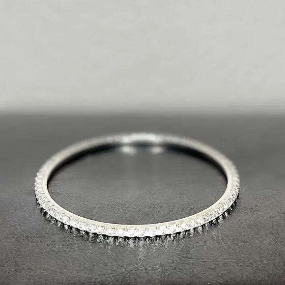 Diamond Bracelet Bangle Women’s Jewelry Silver Grey White Stone Costume… - Picture 2 of 8